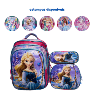 Kit Mochila Infantil Feminina C/Lancheira e estojo WZ022