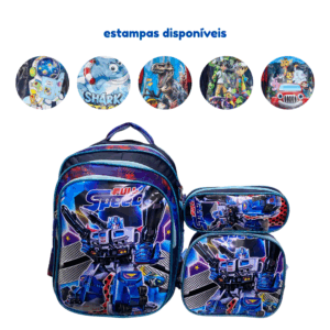 Kit Mochila Infantil Masculina C/Lancheira e Estojo  WZ023