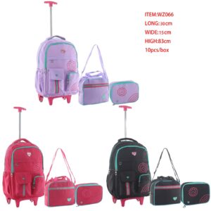 Kit Mochila Juvenil De Rodinha C/Bolsa Térmica e Estojo 066