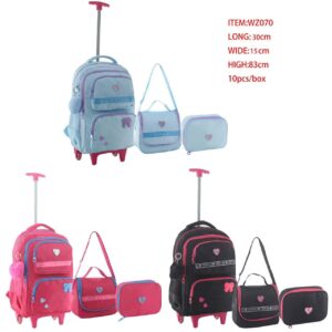 Kit Mochila Juvenil De Rodinha C/Bolsa Térmica e Estojo 070