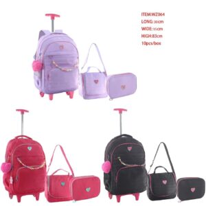 Kit Mochila Juvenil De Rodinha C/Bolsa Térmica e Estojo 064