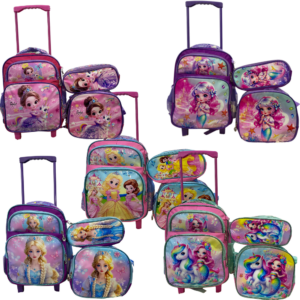 Kit Mochila Infantil De Carrinho C/Lancheira e Estojo 123
